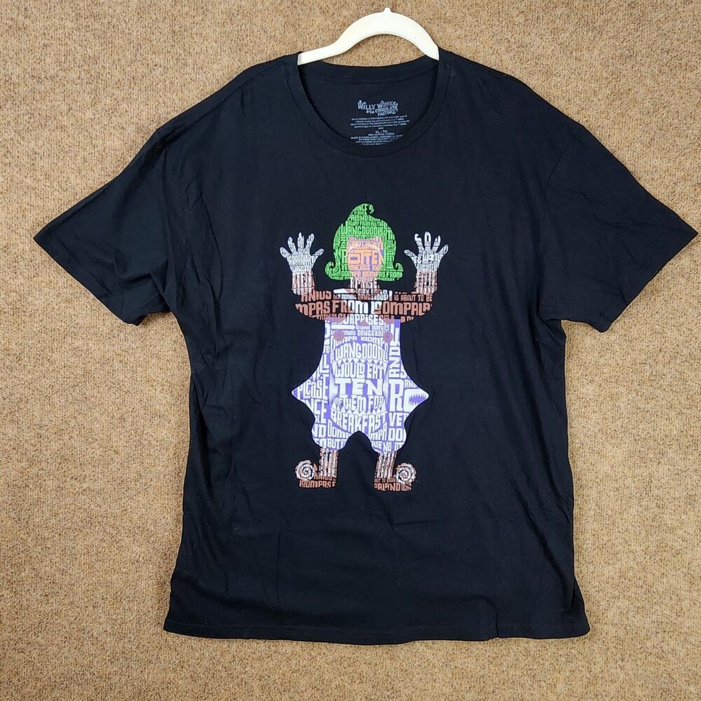 Willy Wonka & The Chocolate Factory Men T-Shirt Black Oompa Loompa XL Unisex